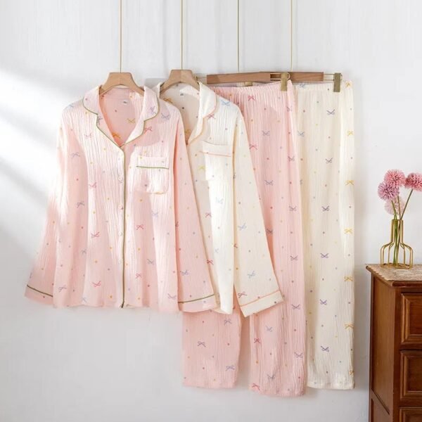 Pastel Bow - 100% Muslin Cotton Pajamas-M